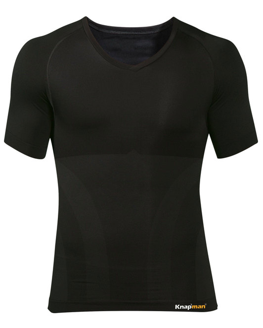 Knap'man Zoned Cotton Comfort V-hals shirt zwart