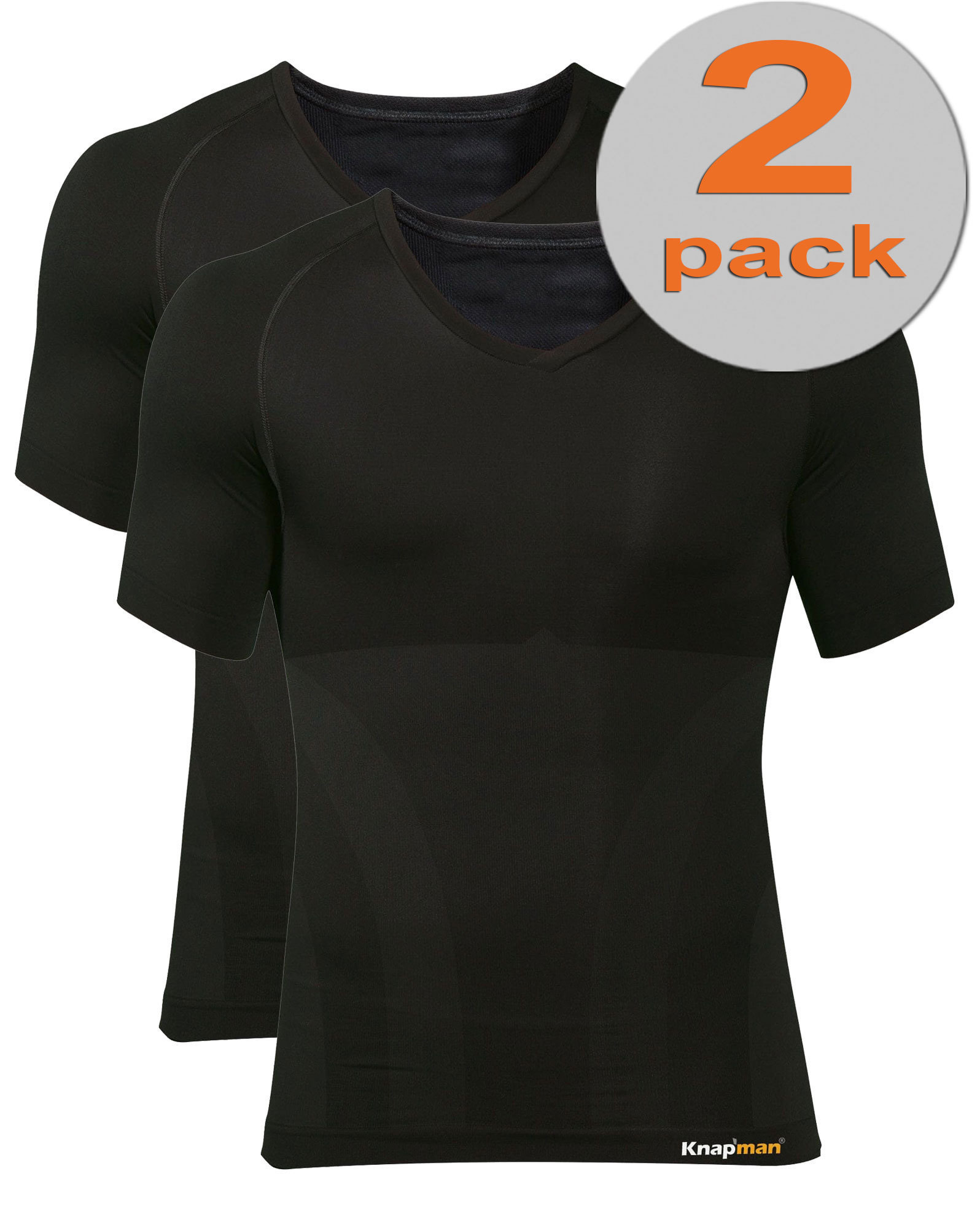TWOPACK | Knap'man Zoned Cotton Comfort V-hals shirt zwart
