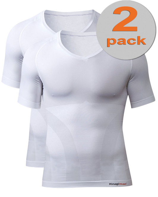 TWOPACK | Knap'man Corrigerend Shirt V-hals 2.0 wit
