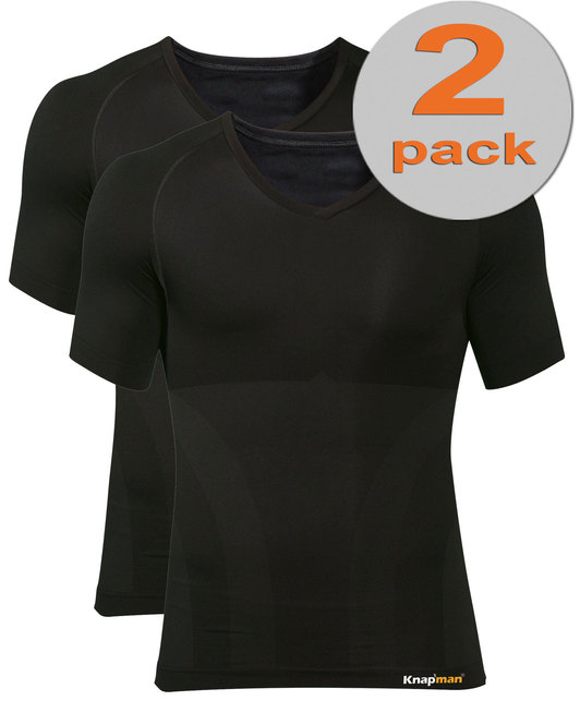 TWOPACK | Knap'man Corrigerend Shirt V-hals 2.0 zwart