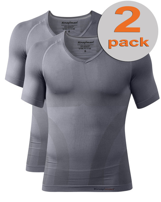 TWOPACK | Knap'man Corrigerend Shirt V-hals 2.0 grijs