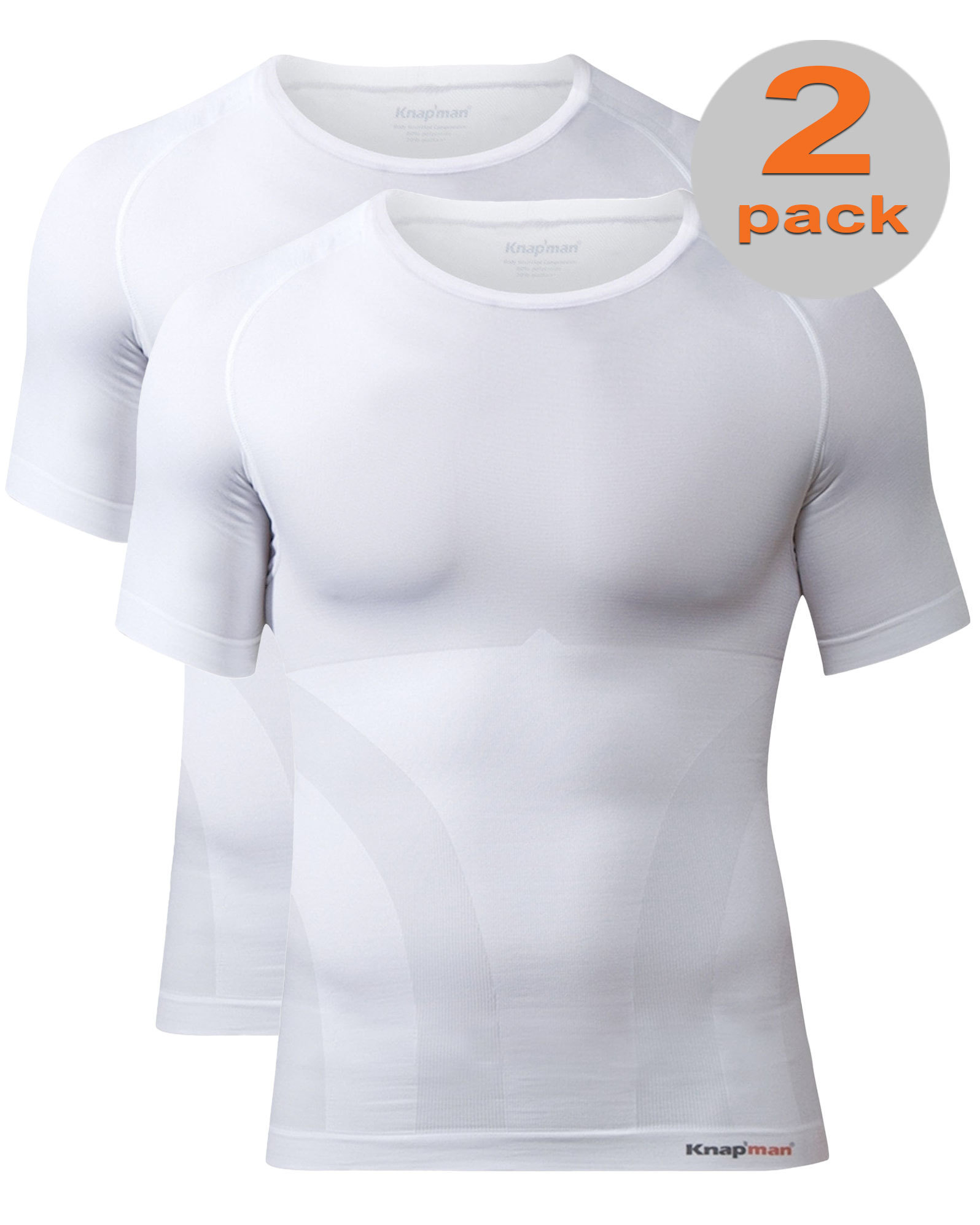 TWOPACK | Knap'man Compressieshirt Crewneck 2.0 wit