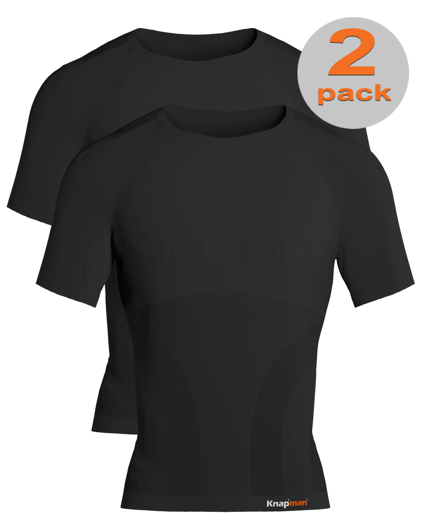 TWOPACK | Knapman Pro Performance Baselayer Shirt Short Sleeve Zwart